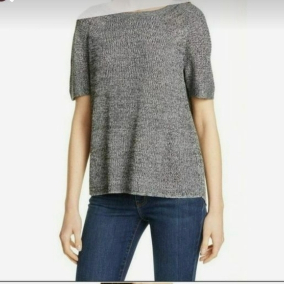 Eileen Fisher Sweaters - Eileen Fisher Women's Split Back Short Sleeve Sweater Size Large Hemp Blend
